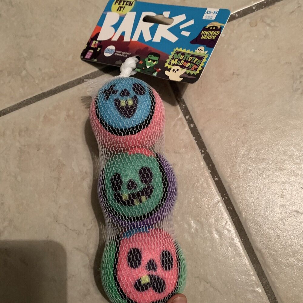 bark halloween muttster madness dog toys Zombie ball NWT